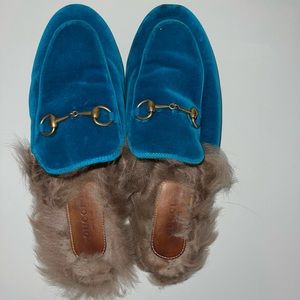 Gucci fur slippers